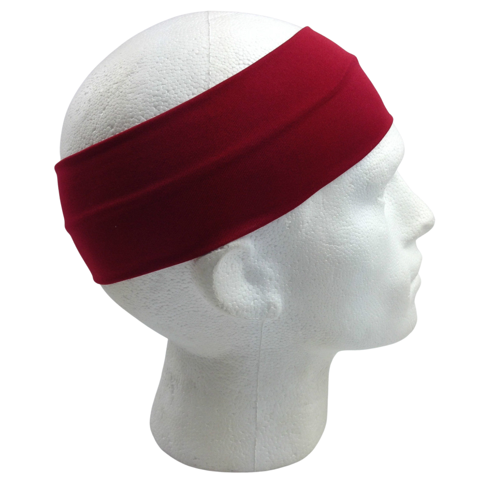 PLAIN HEADBAND Elastic Stretch Sports Yoga Hair Band Unisex 8cm Wide Wrap - Burgundy 3