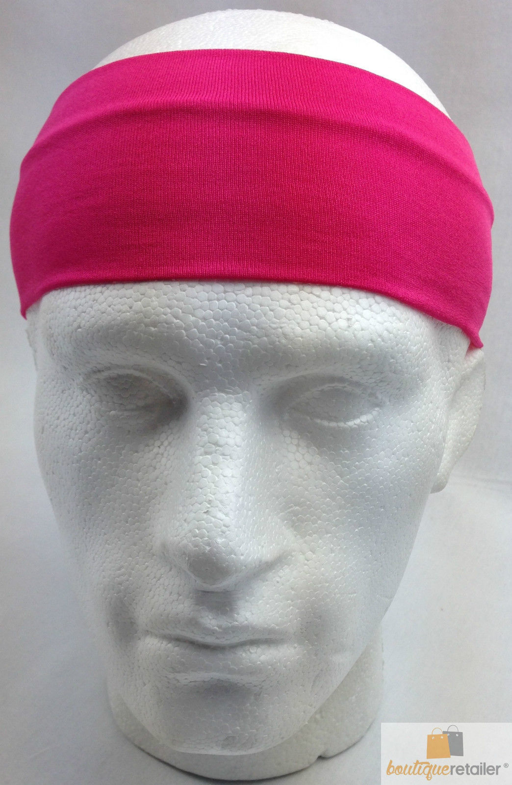 PLAIN HEADBAND Elastic Stretch Sports Yoga Hair Band Unisex 8cm Wide Wrap - Hot Pink 6