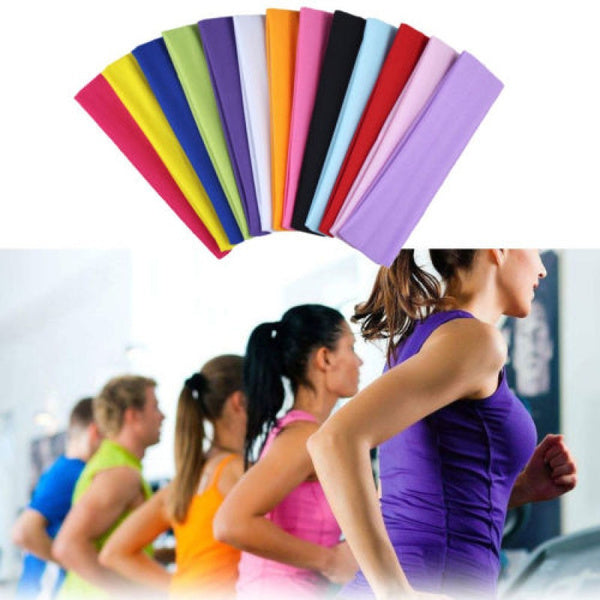 PLAIN HEADBAND Elastic Stretch Sports Yoga Hair Band Unisex 8cm Wide Wrap - Navy Blue 9