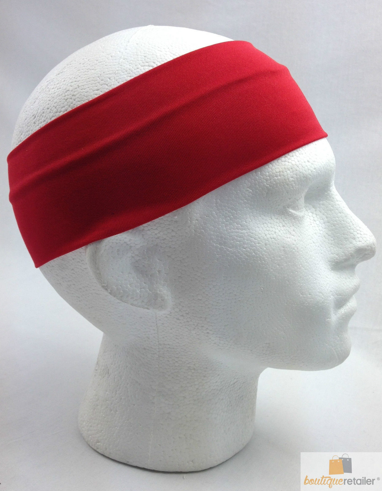 PLAIN HEADBAND Elastic Stretch Sports Yoga Hair Band Unisex 8cm Wide Wrap - Red 4