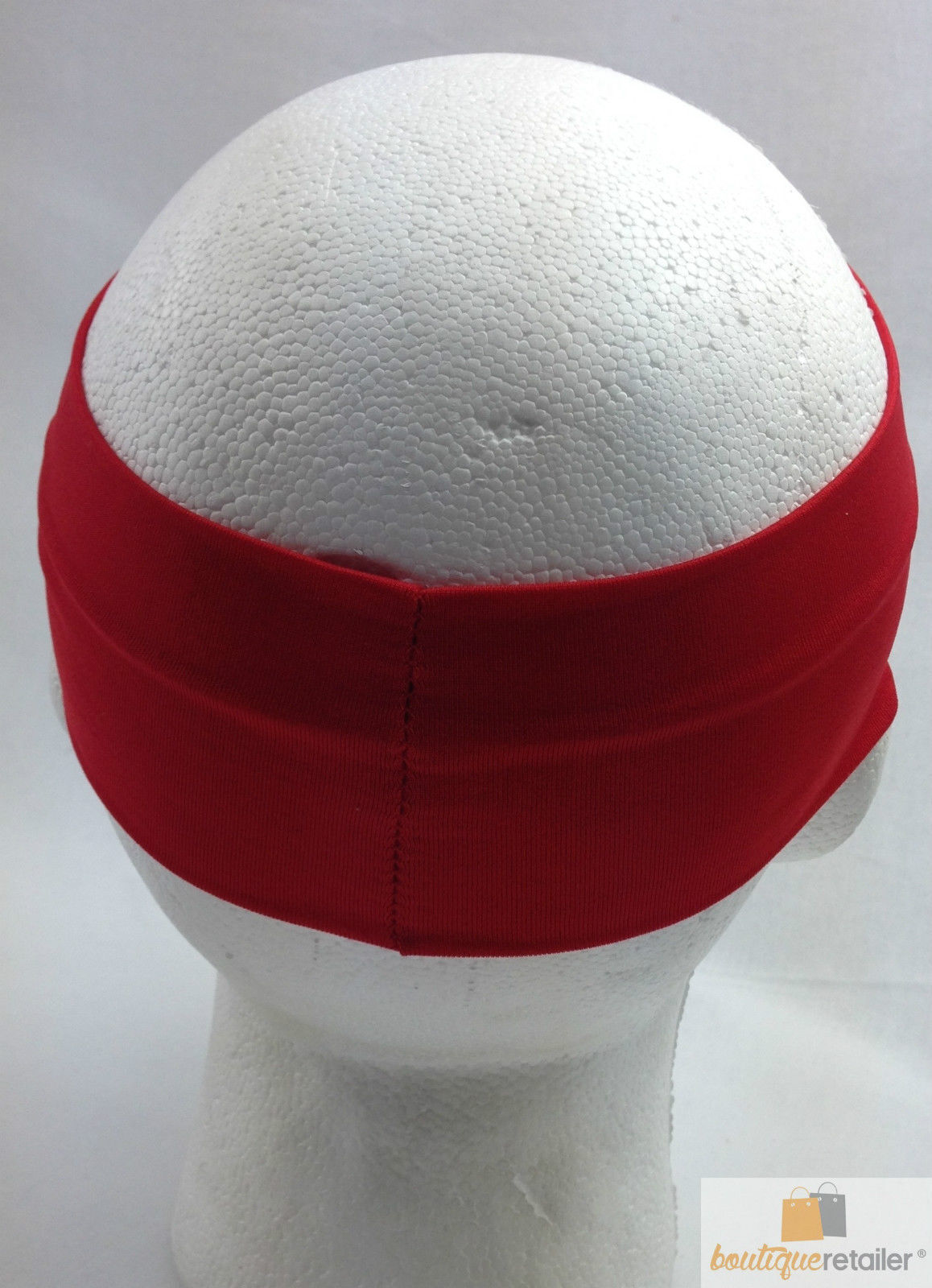 PLAIN HEADBAND Elastic Stretch Sports Yoga Hair Band Unisex 8cm Wide Wrap - Red 5
