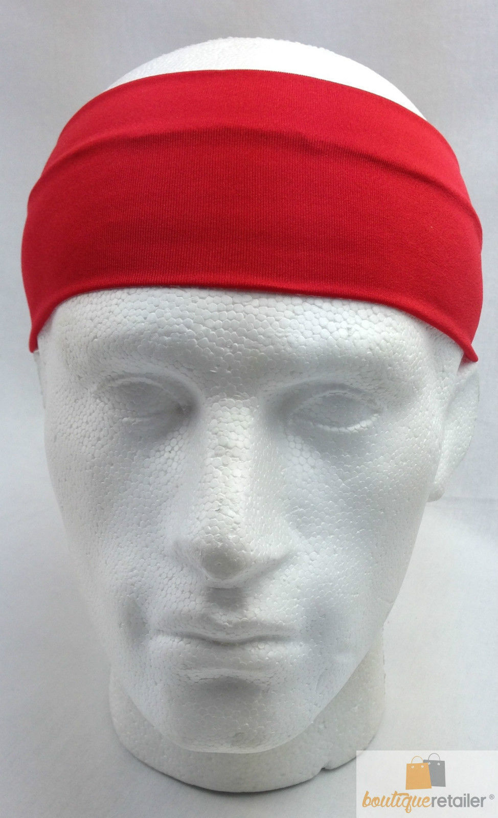 PLAIN HEADBAND Elastic Stretch Sports Yoga Hair Band Unisex 8cm Wide Wrap - Red 6