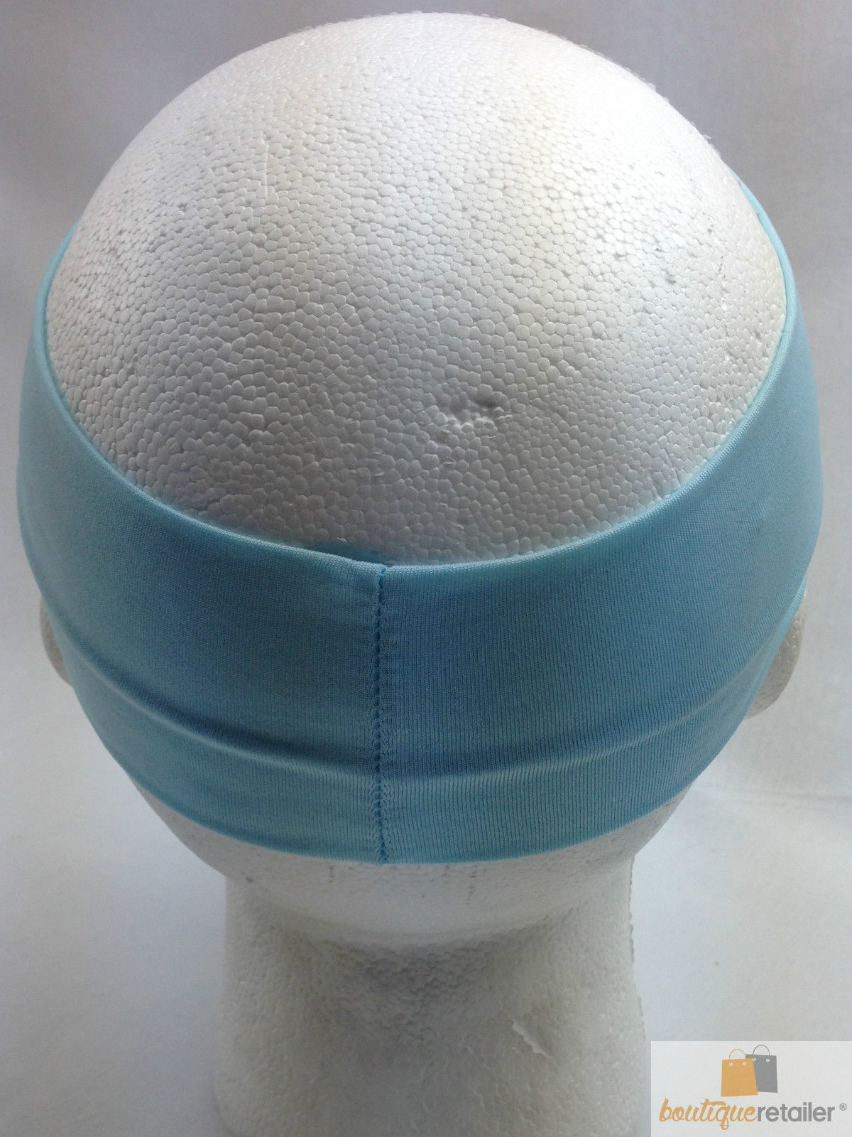 PLAIN HEADBAND Elastic Stretch Sports Yoga Hair Band Unisex 8cm Wide Wrap - Sky Blue 5