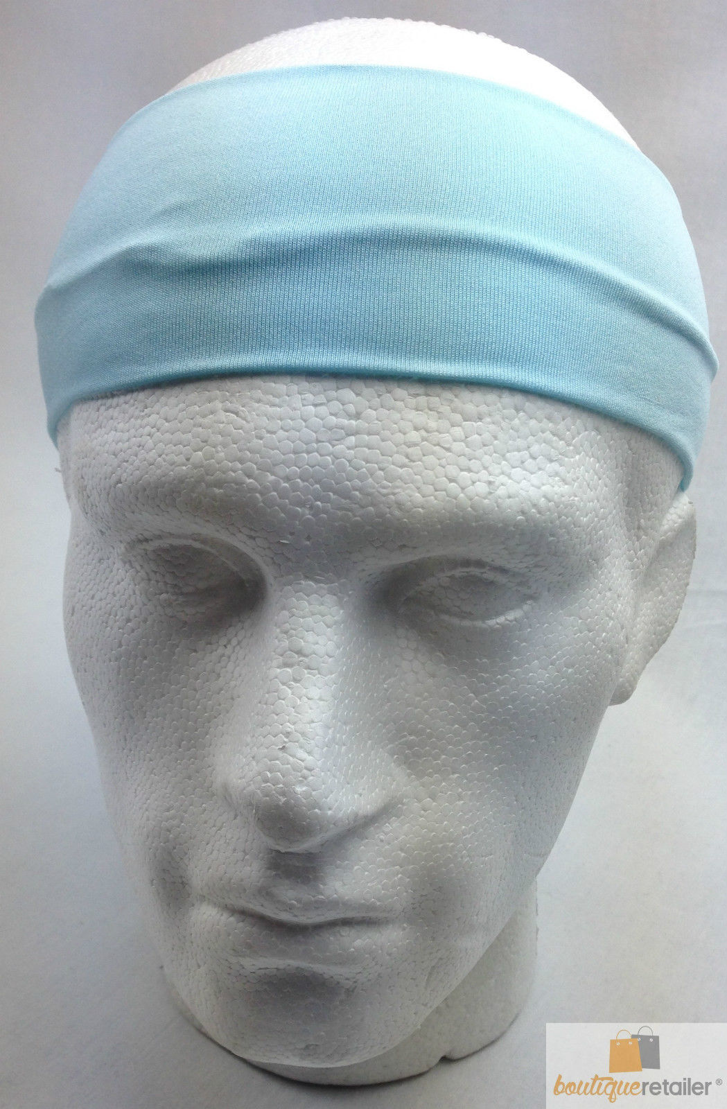 PLAIN HEADBAND Elastic Stretch Sports Yoga Hair Band Unisex 8cm Wide Wrap - Sky Blue 6