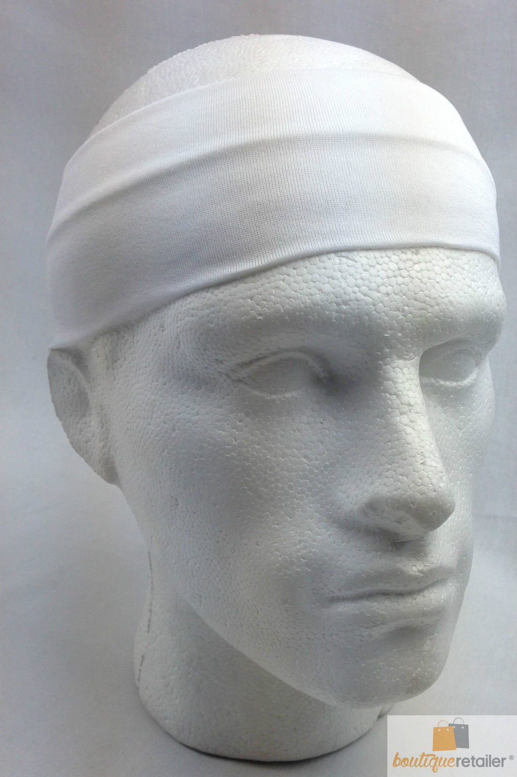 PLAIN HEADBAND Elastic Stretch Sports Yoga Hair Band Unisex 8cm Wide Wrap - White 6