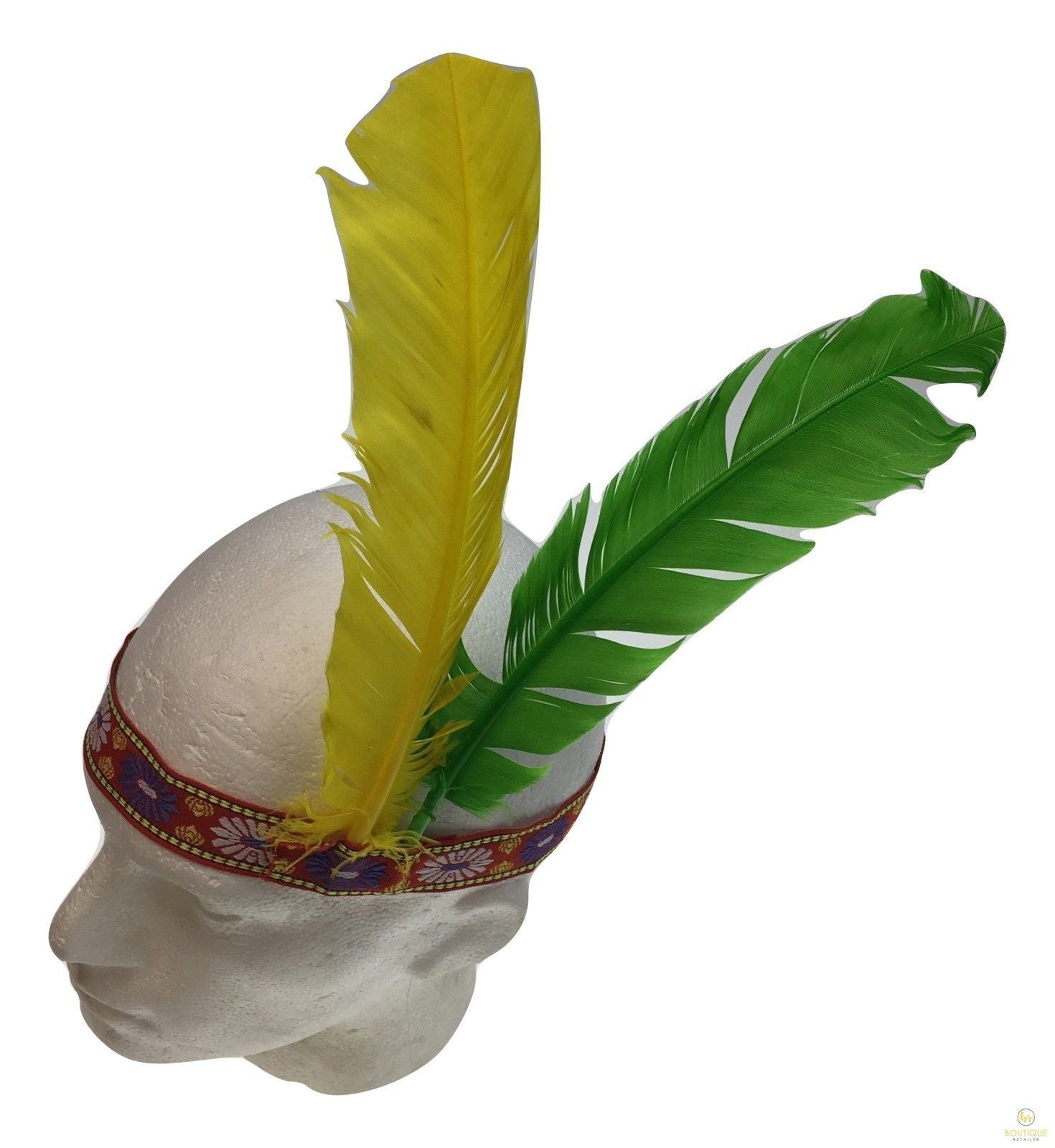 INDIAN Two Feather Headband Headdress Fancy Dress Native American Costume Party 3