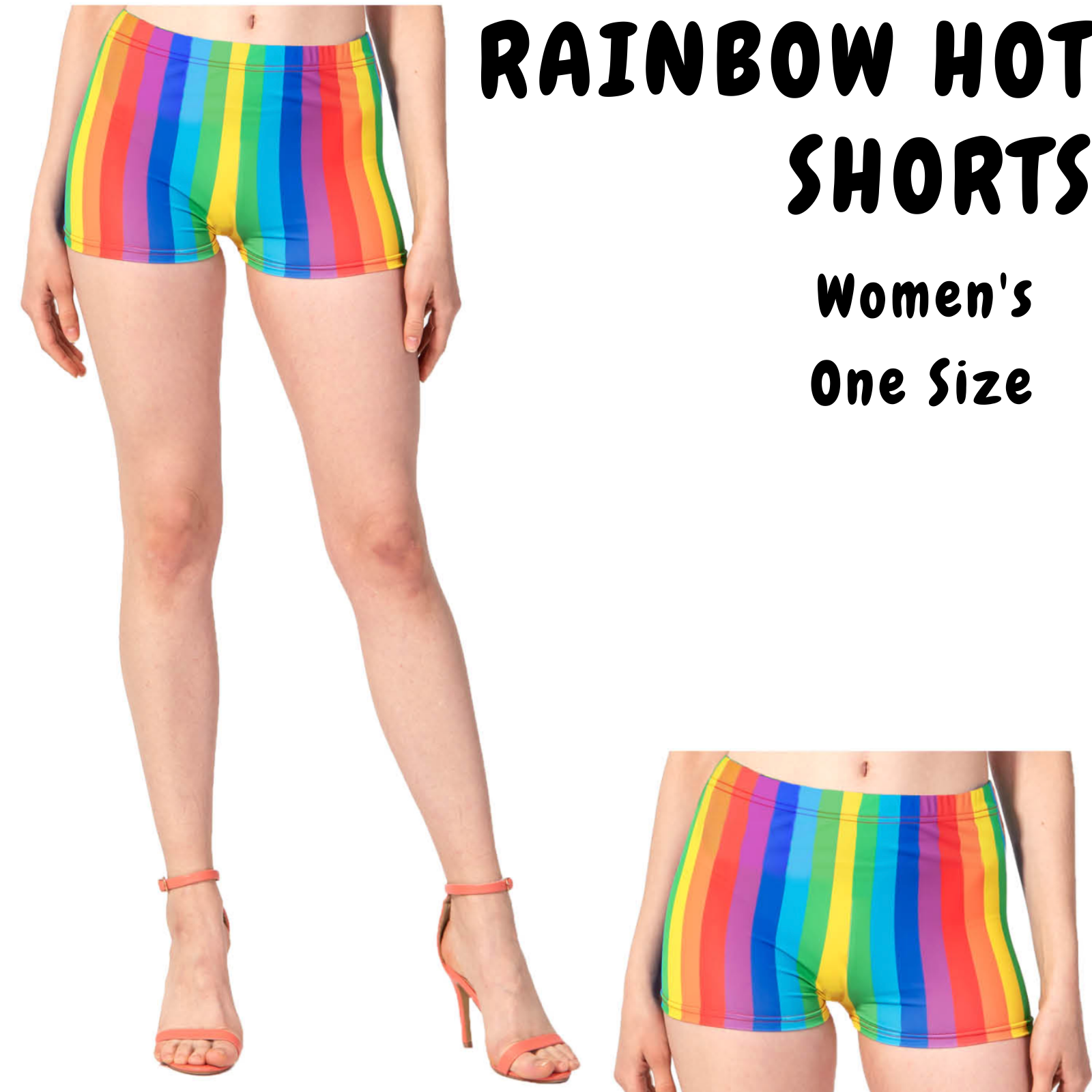 Womens RAINBOW SHORTS Hot LGBT Gay Lesbian Gay Pride Parade Pants 3