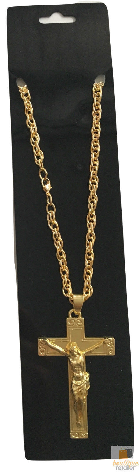 Jesus Christ Metal Necklace Chain Pendant Chain Jewellery Crucifix - Gold 3