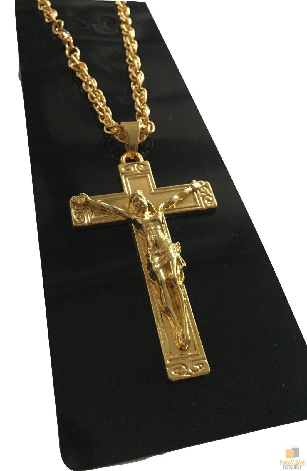 Jesus Christ Metal Necklace Chain Pendant Chain Jewellery Crucifix - Gold 4