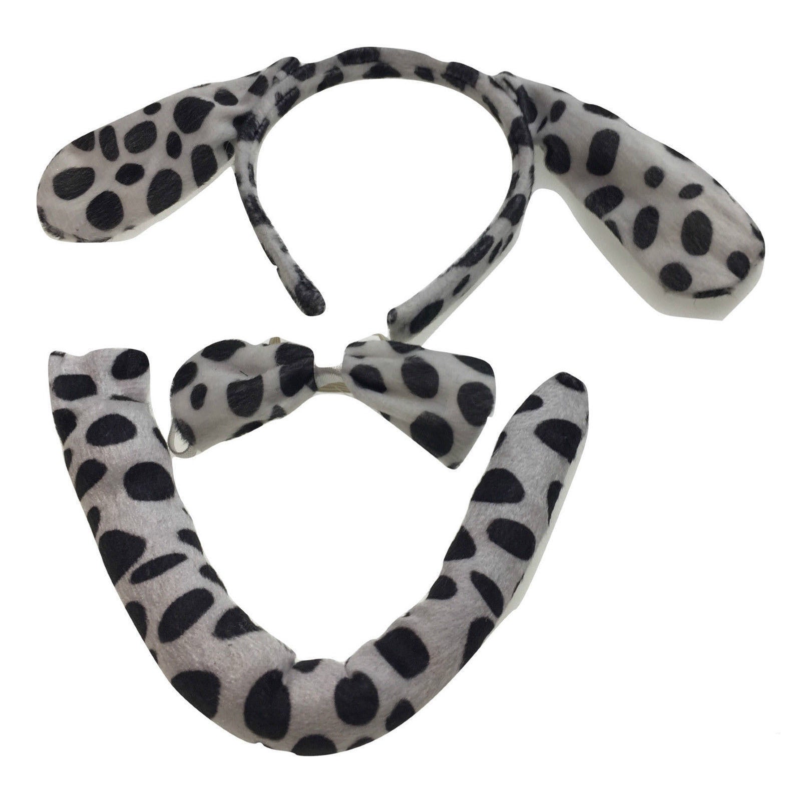 3pcs DOG EAR HEADBAND w Bow Tail Animal Costume Halloween Party Hair Dalmatian 4