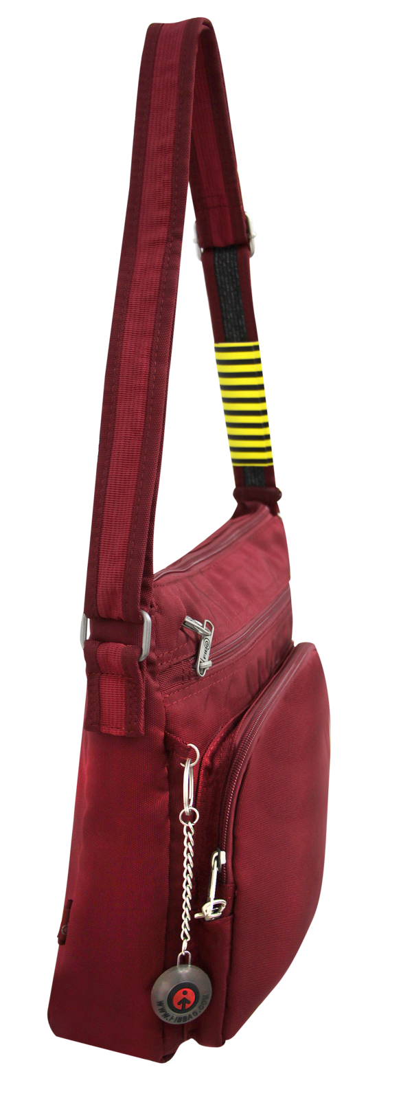 FIB Mens Crossbody Bag Satchel Adjustable Shoulder Strap Travel - Burgundy 4