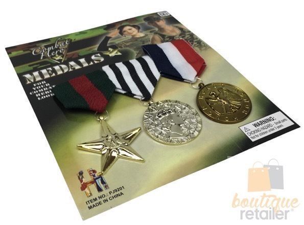 3x Army Solider Medals Combat Party Costume Halloween Fancy Dress Replica 3