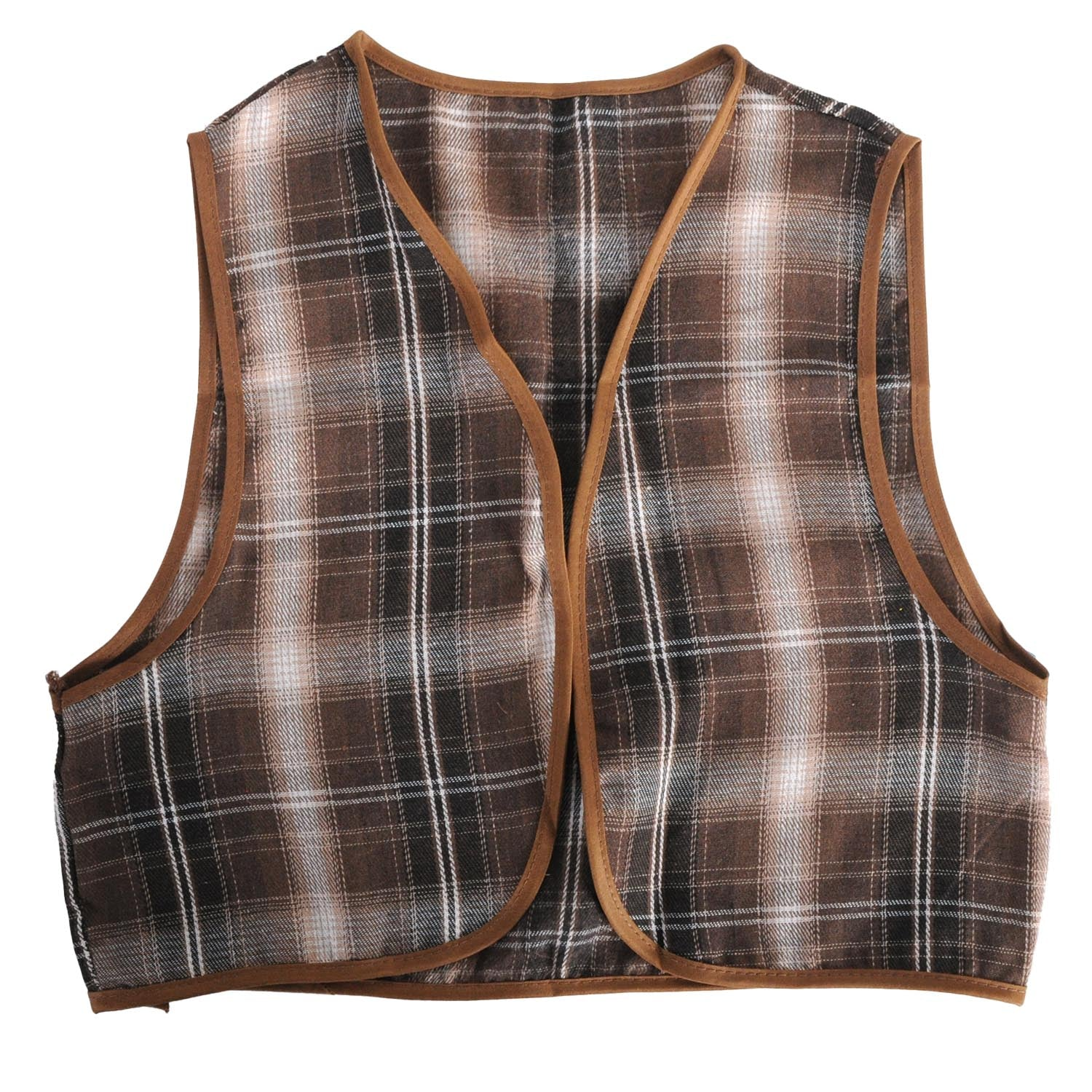 Childrens Brown Checkered Party Costume Vest Boys Kids Victorian, Cowboy or 1920s Style