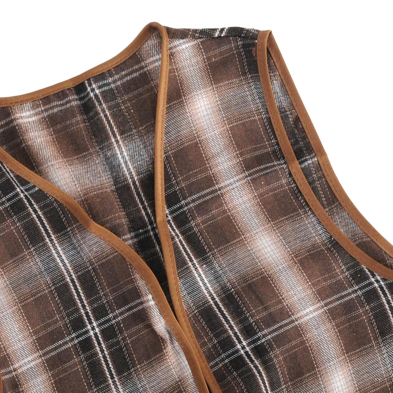 Childrens Brown Checkered Party Costume Vest Boys Kids Victorian, Cowboy or 1920s Style 3