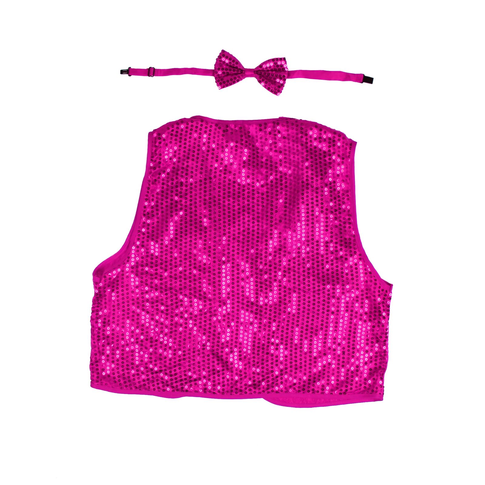 Kids Sequin Vest Bow Tie Set Costume 80s Party Dress Up Waistcoat - Hot Pink 3