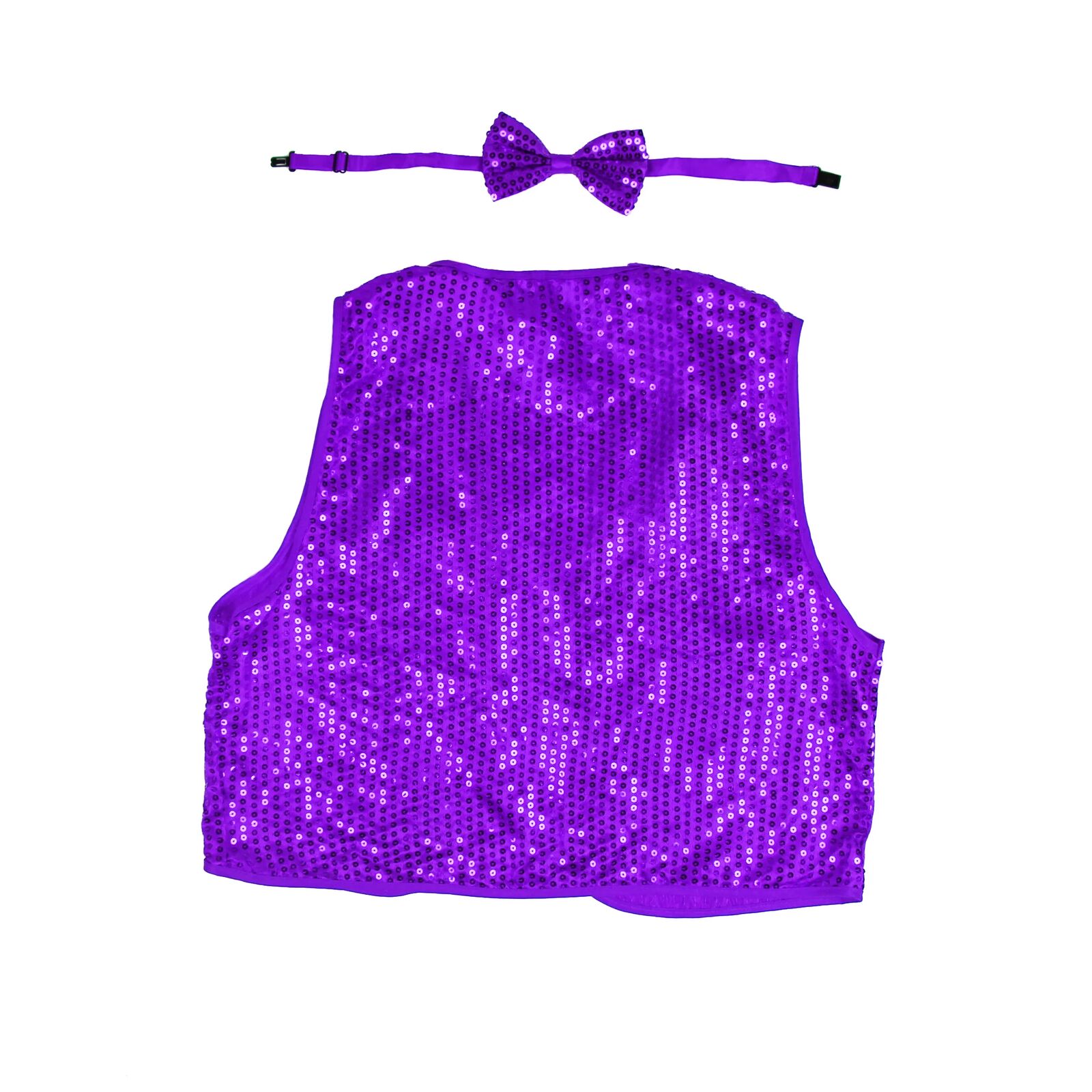 Kids Sequin Vest Bow Tie Set Costume 80s Party Dress Up Waistcoat - Purple 3