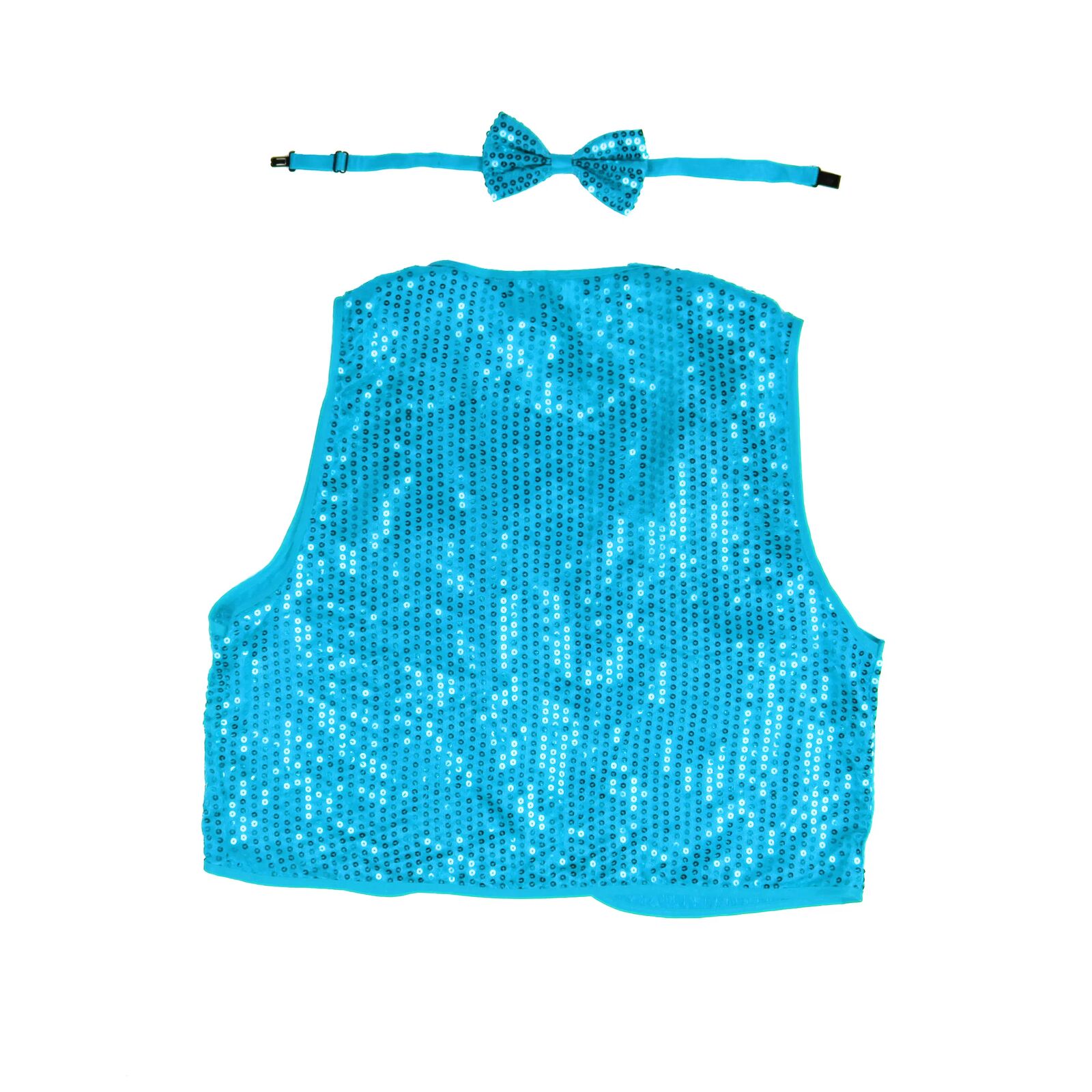 Kids Sequin Vest Bow Tie Set Costume 80s Party Dress Up Waistcoat - Sky Blue 3