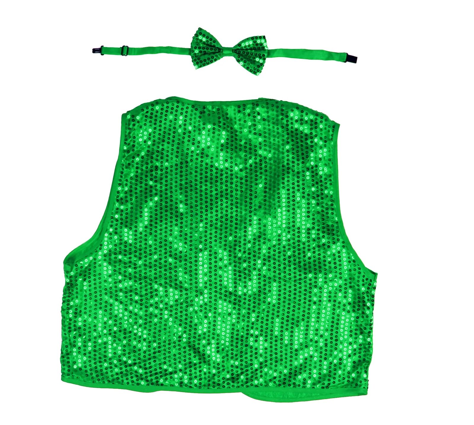 Kids Sequin Vest Bow Tie Set Costume 80s Party Dress Up Waistcoat - Green 3