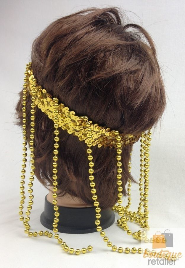 CLEOPATRA HEADPIECE Egyptian Beaded Headband Headdress Fancy Costume Sequin 4