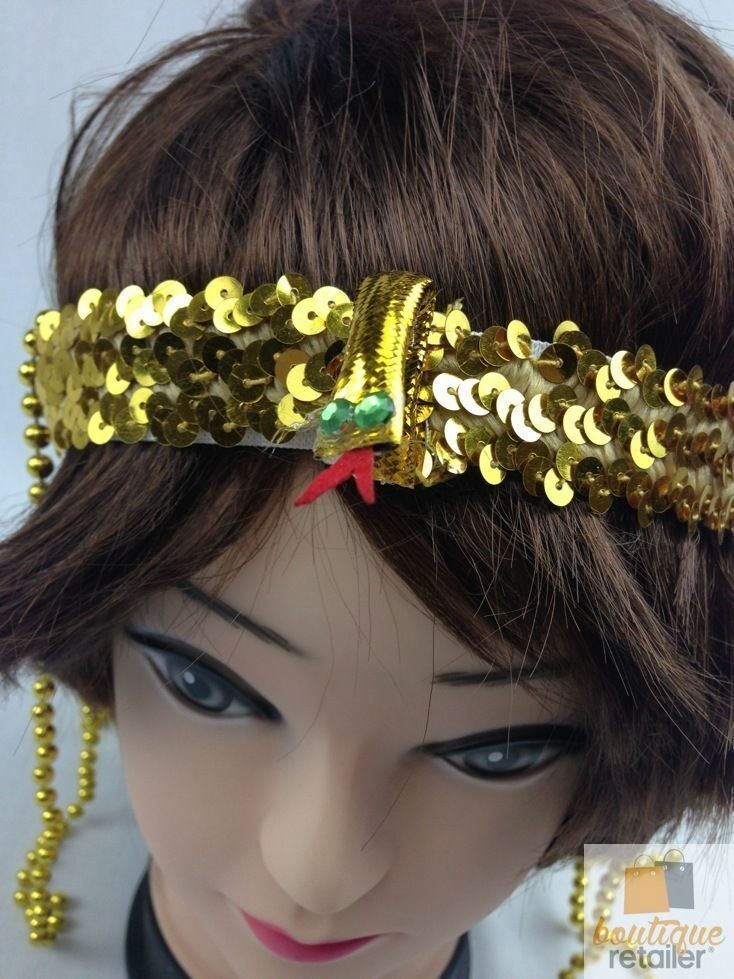 CLEOPATRA HEADPIECE Egyptian Beaded Headband Headdress Fancy Costume Sequin 5