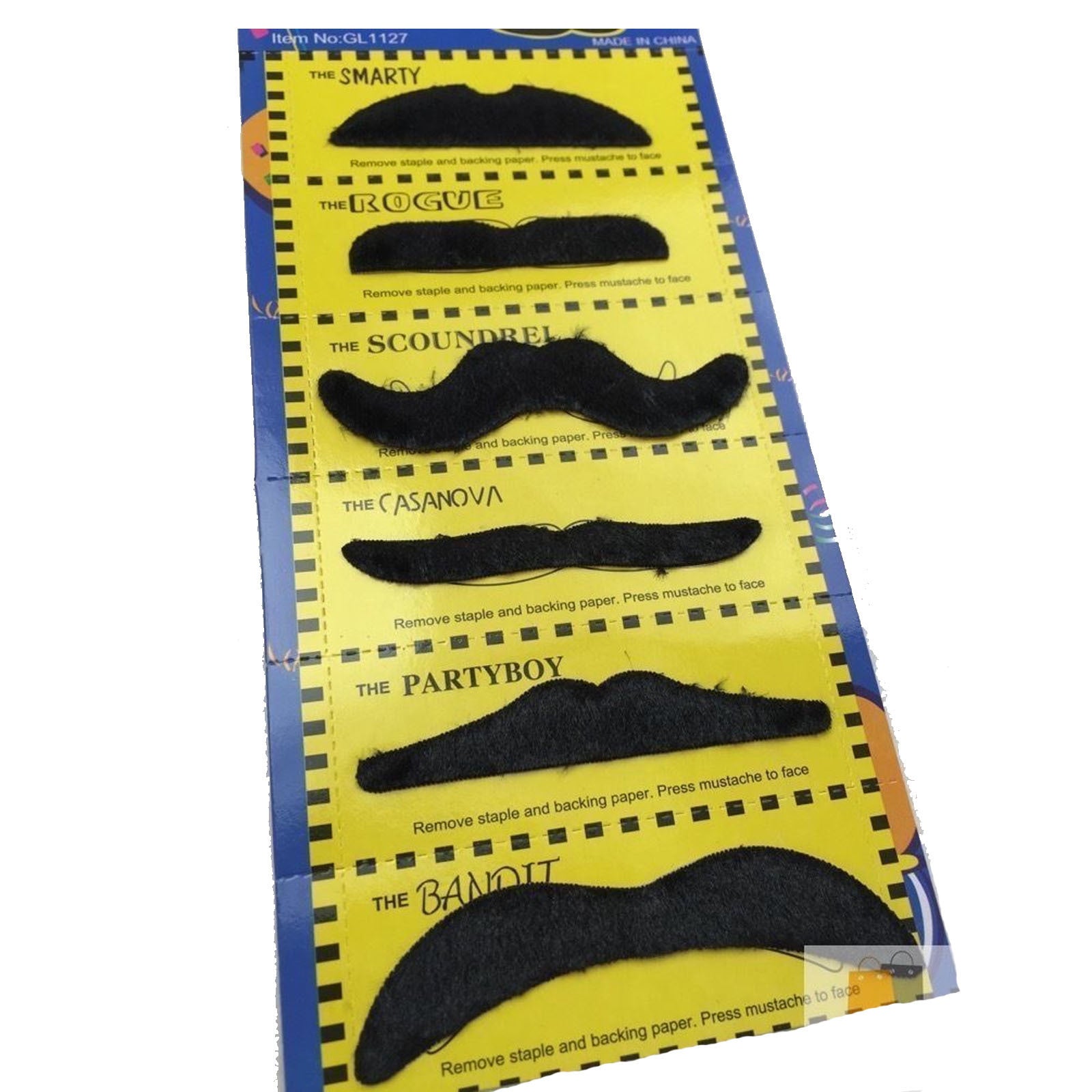 PARTY MOUSTACHE 70s Fake Mustache Costume Fancy Dress Props Halloween Adhesive 3