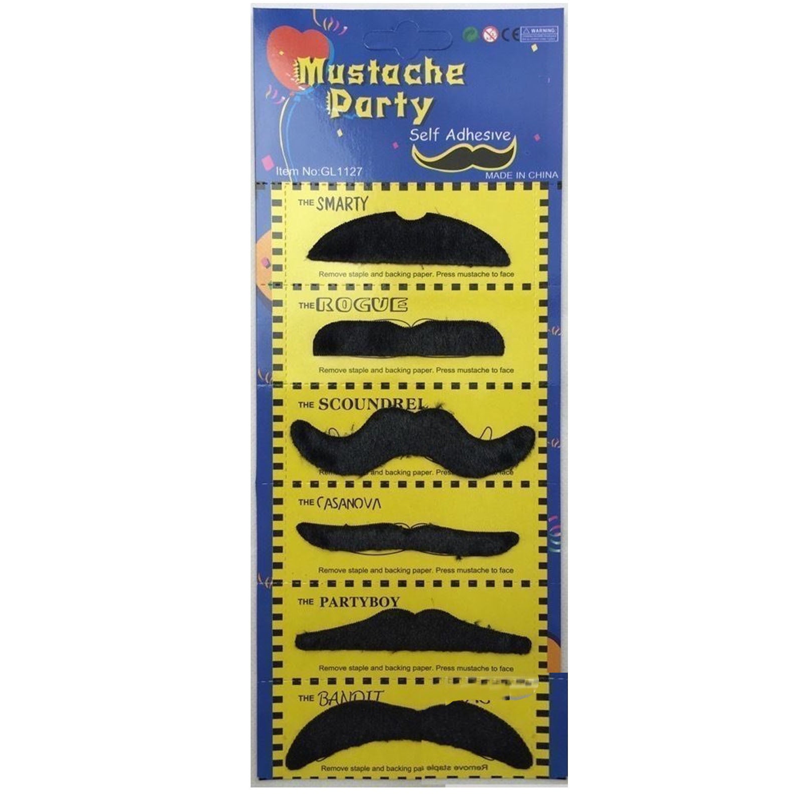 PARTY MOUSTACHE 70s Fake Mustache Costume Fancy Dress Props Halloween Adhesive 4