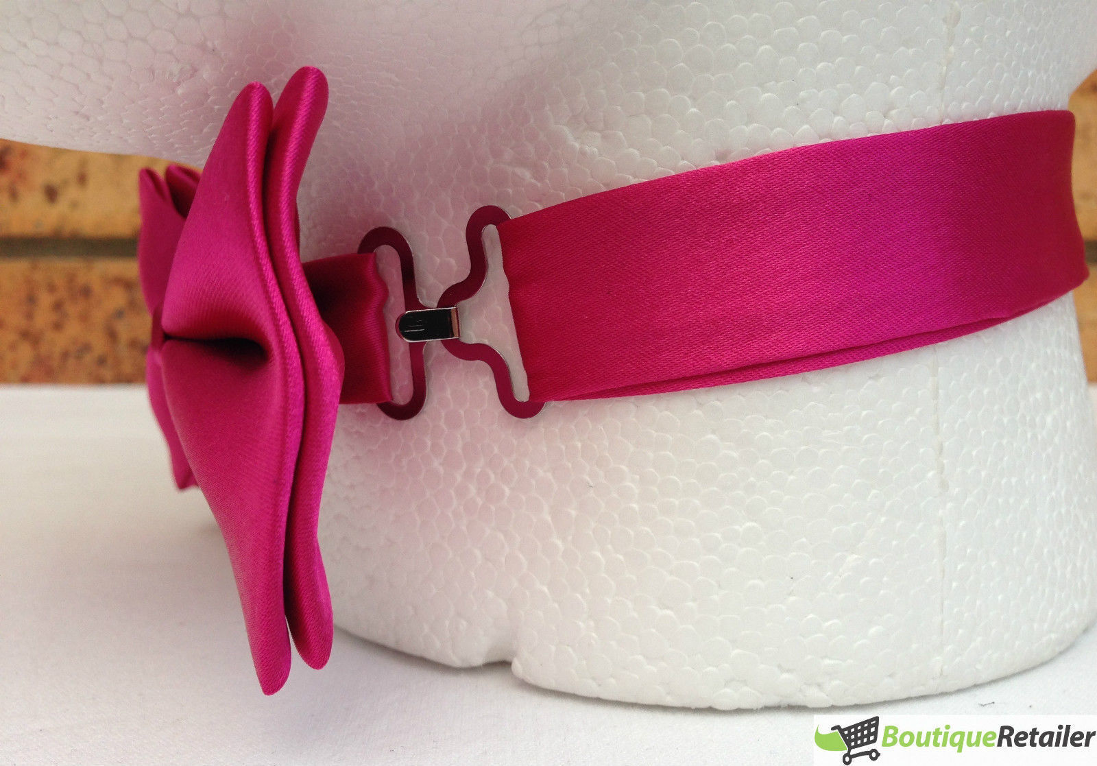Mens BOW TIE Wedding Tuxedo Formal Bestman Necktie Classic Plain Party  - Hot Pink 4