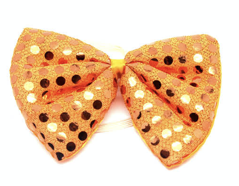 SEQUIN BOW TIE Polka Dots Bowtie Party Unisex Costume  13cm x 9cm Clown - Orange 3