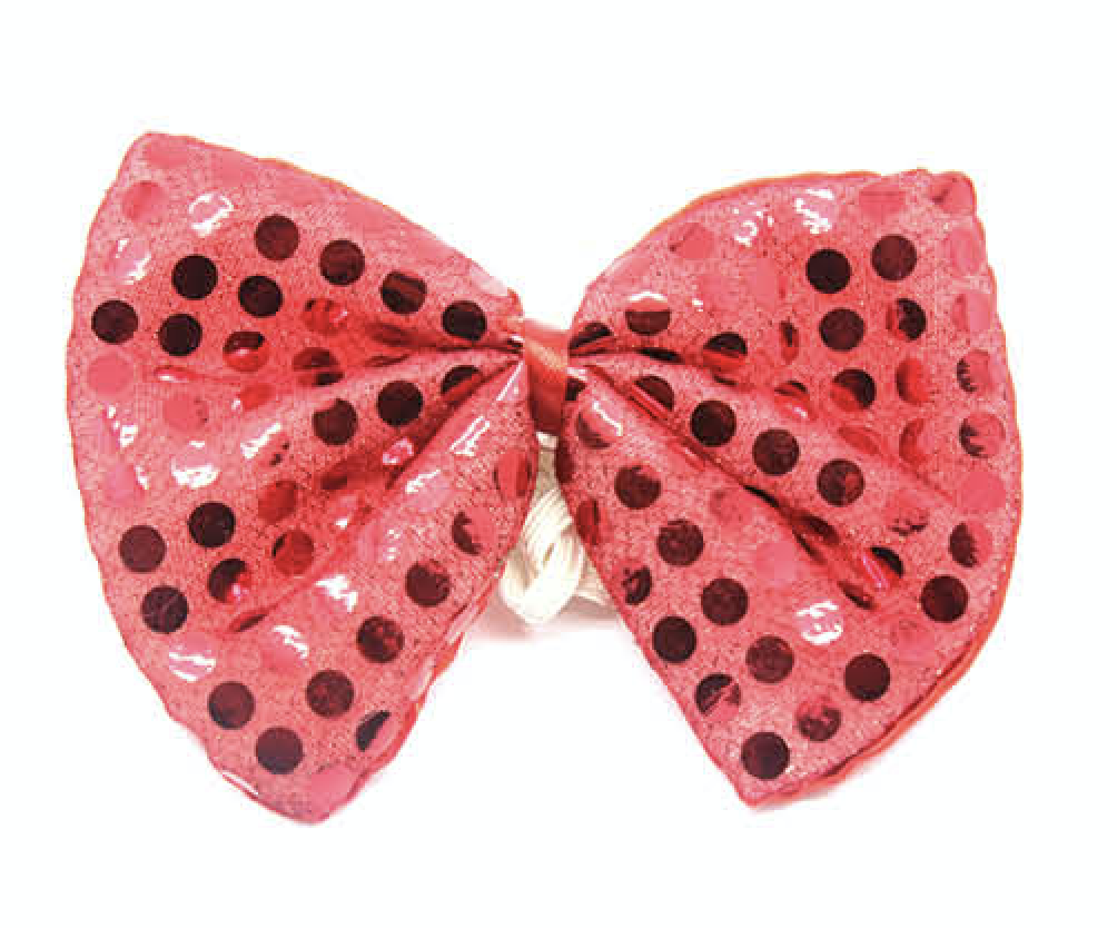 SEQUIN BOW TIE Polka Dots Bowtie Party Unisex Costume  13cm x 9cm Clown - Red 3