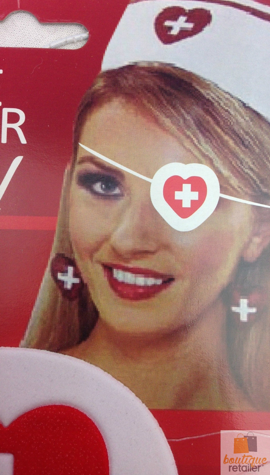 NURSE EYEPATCH Fancy Dress Hospital Heart Costume Ladies Doctor Party 3