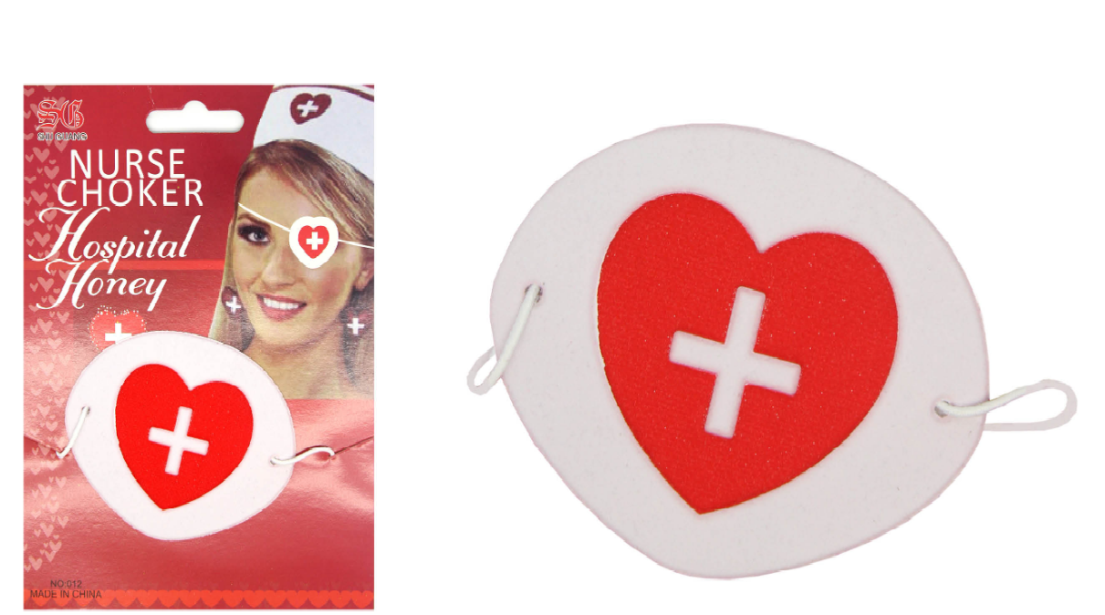 NURSE EYEPATCH Fancy Dress Hospital Heart Costume Ladies Doctor Party 4