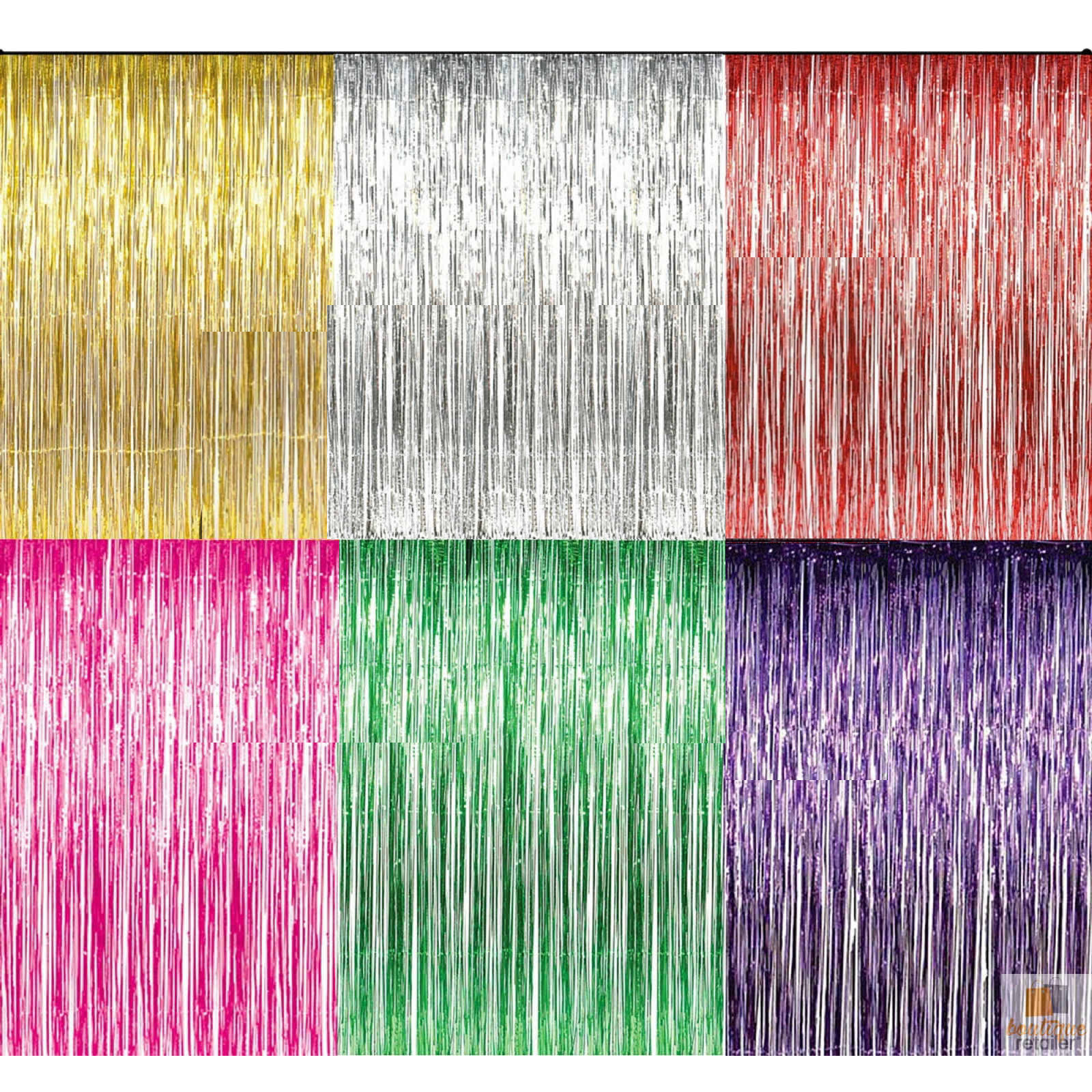 Tinsel Curtain Foil Metallic Fringe Backdrop Party Door Decorations - (200cm x 100cm) - Green 3