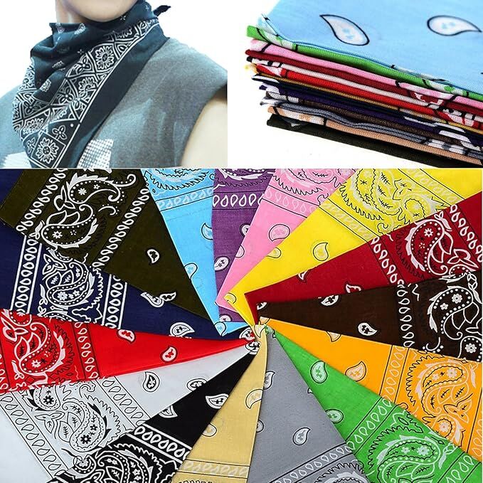 20x BANDANA Paisley 100% COTTON Head Wrap Durag Bandanna Scarf Mask BULK - Assorted Colour Pack 9