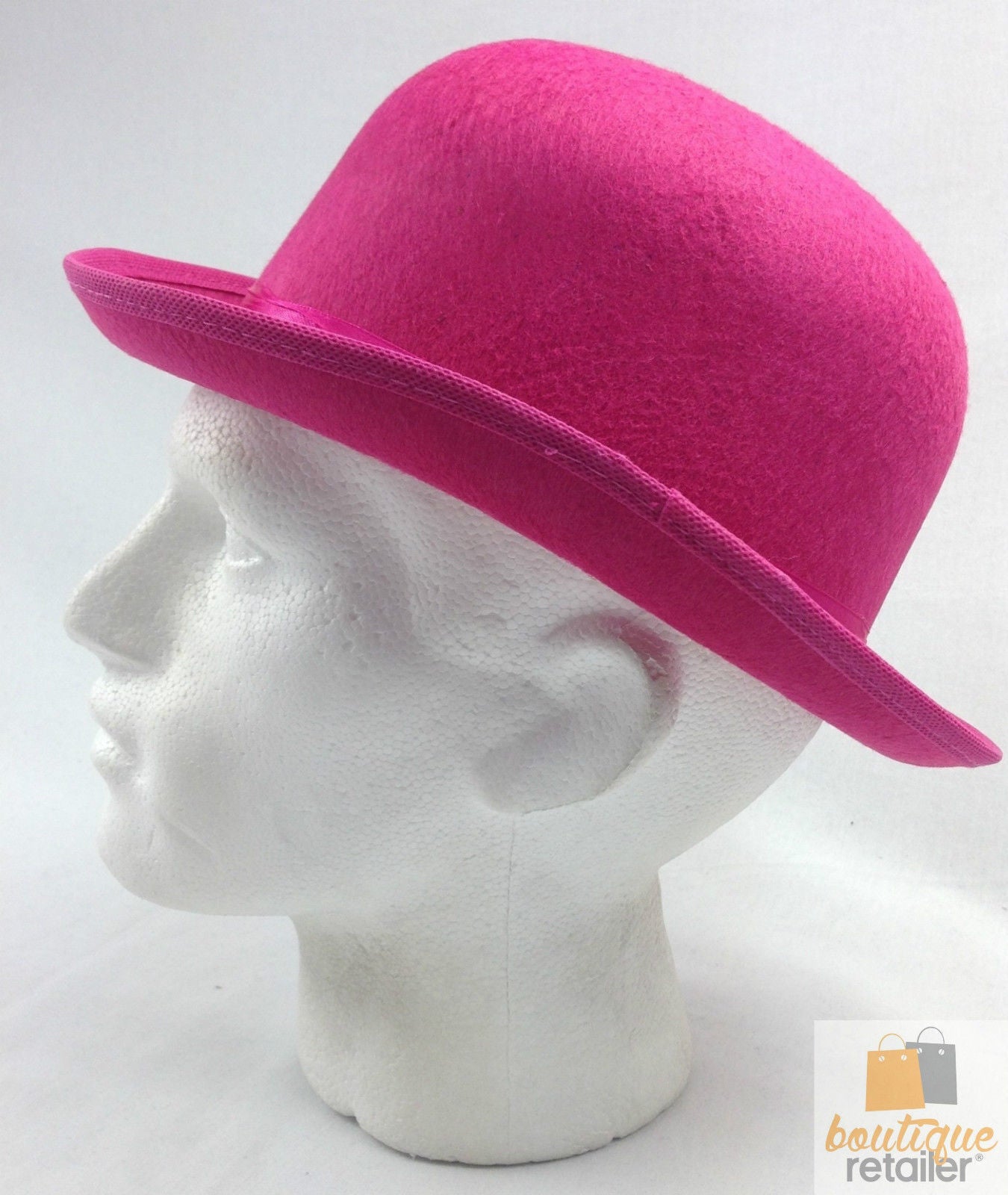 BOWLER HAT Party Vintage Costume Derby Felt Dance Halloween in Hot Pink 3
