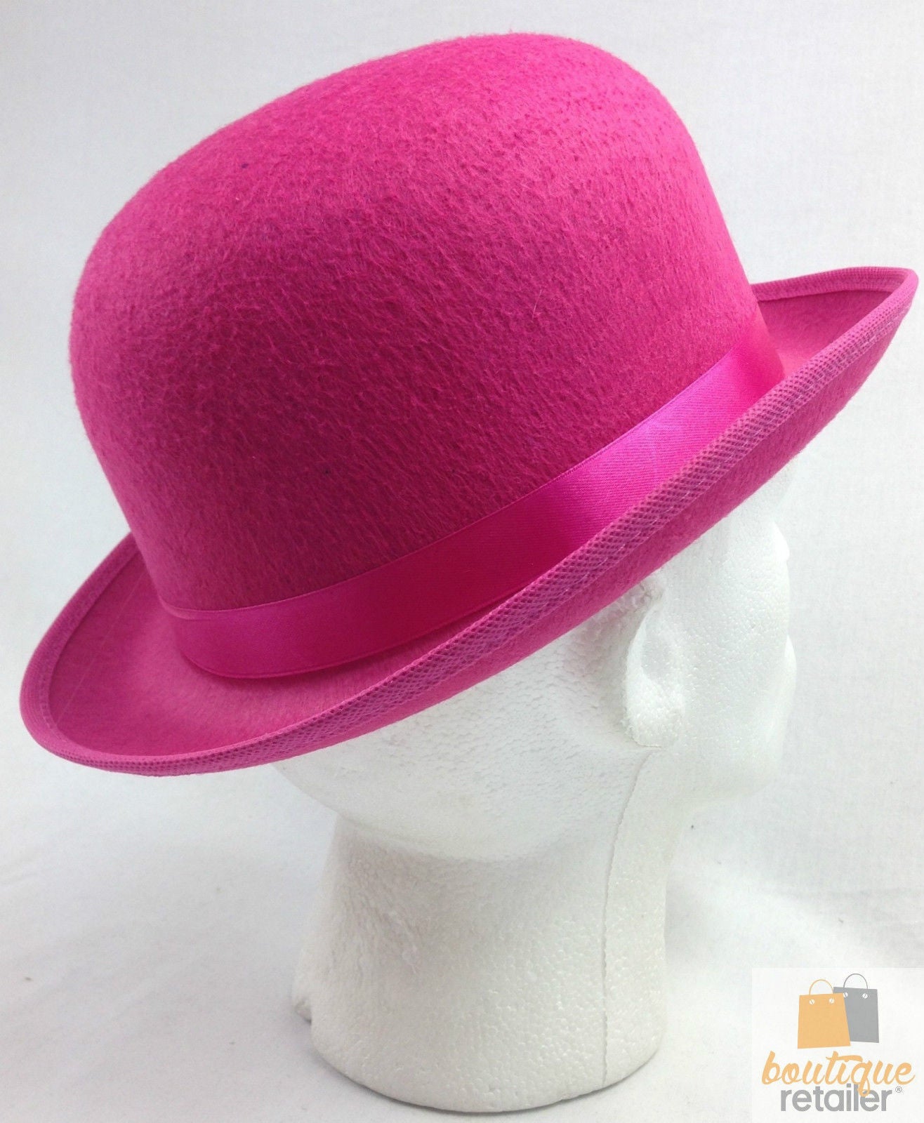 BOWLER HAT Party Vintage Costume Derby Felt Dance Halloween in Hot Pink 5