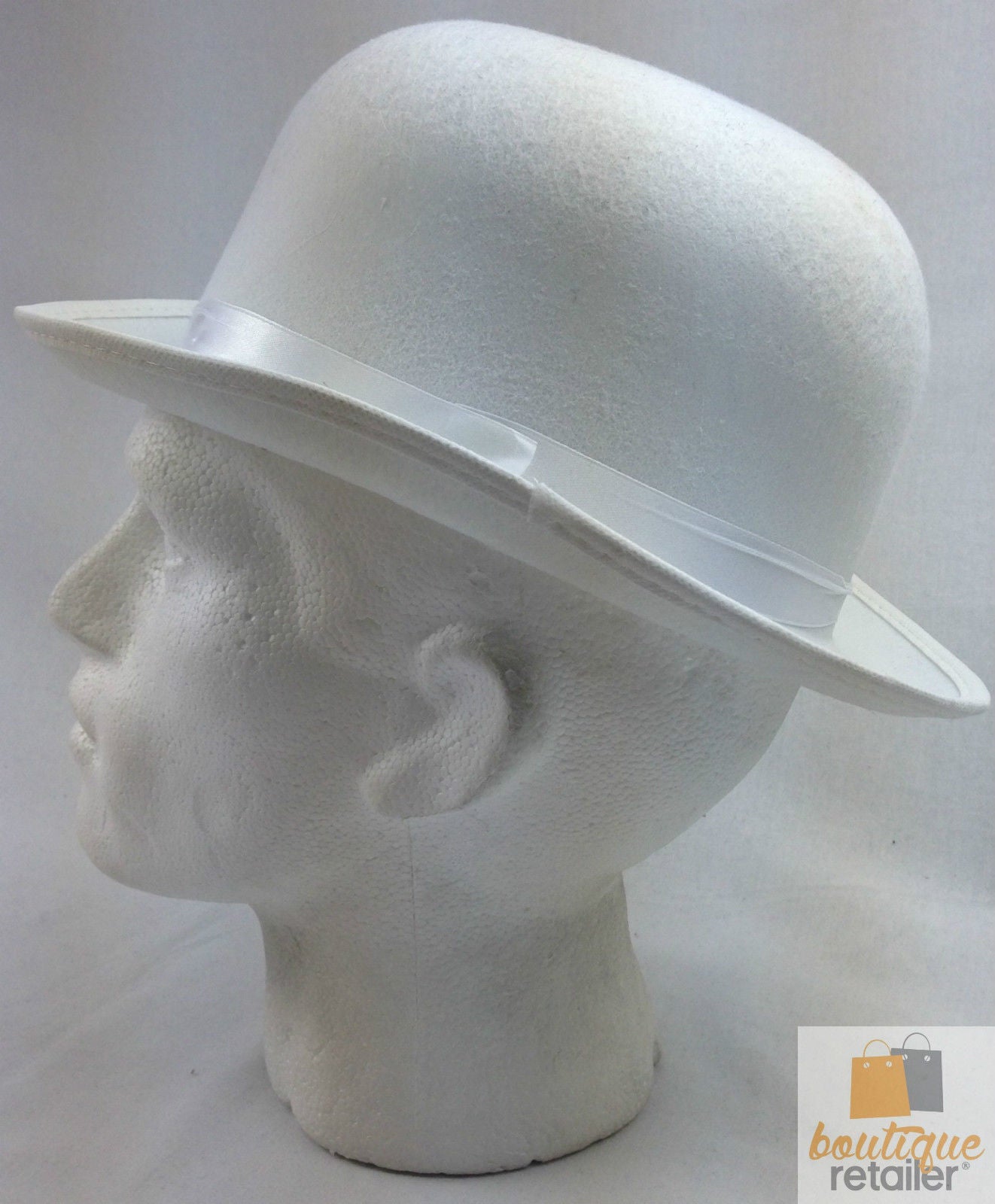 BOWLER HAT Party Vintage Costume Derby Felt Dance Halloween in White 3
