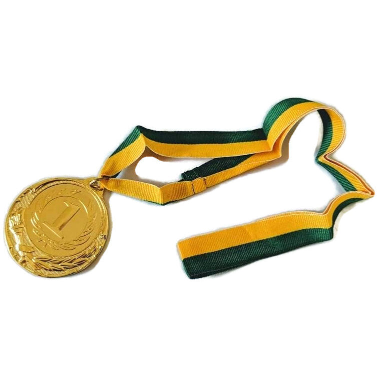 METAL WINNER GOLD MEDAL 1st Party Favours Sports Day 40cm Ribbon - Green/Gold 5