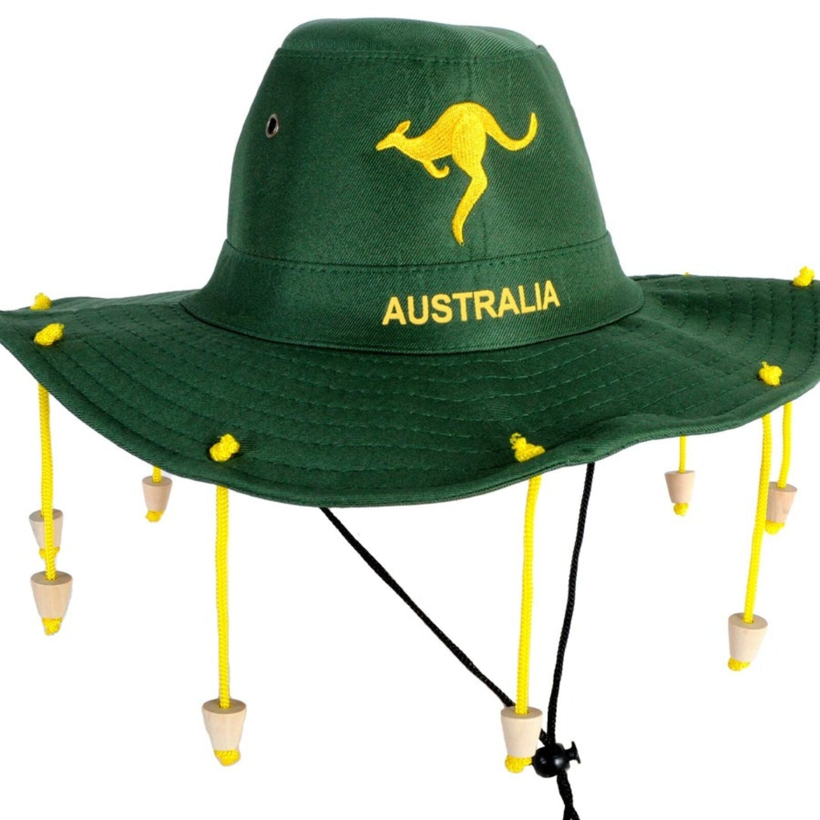Australian Cork Hat – Green with Gold Kangaroo Embroidery Aussie Australia Day 3