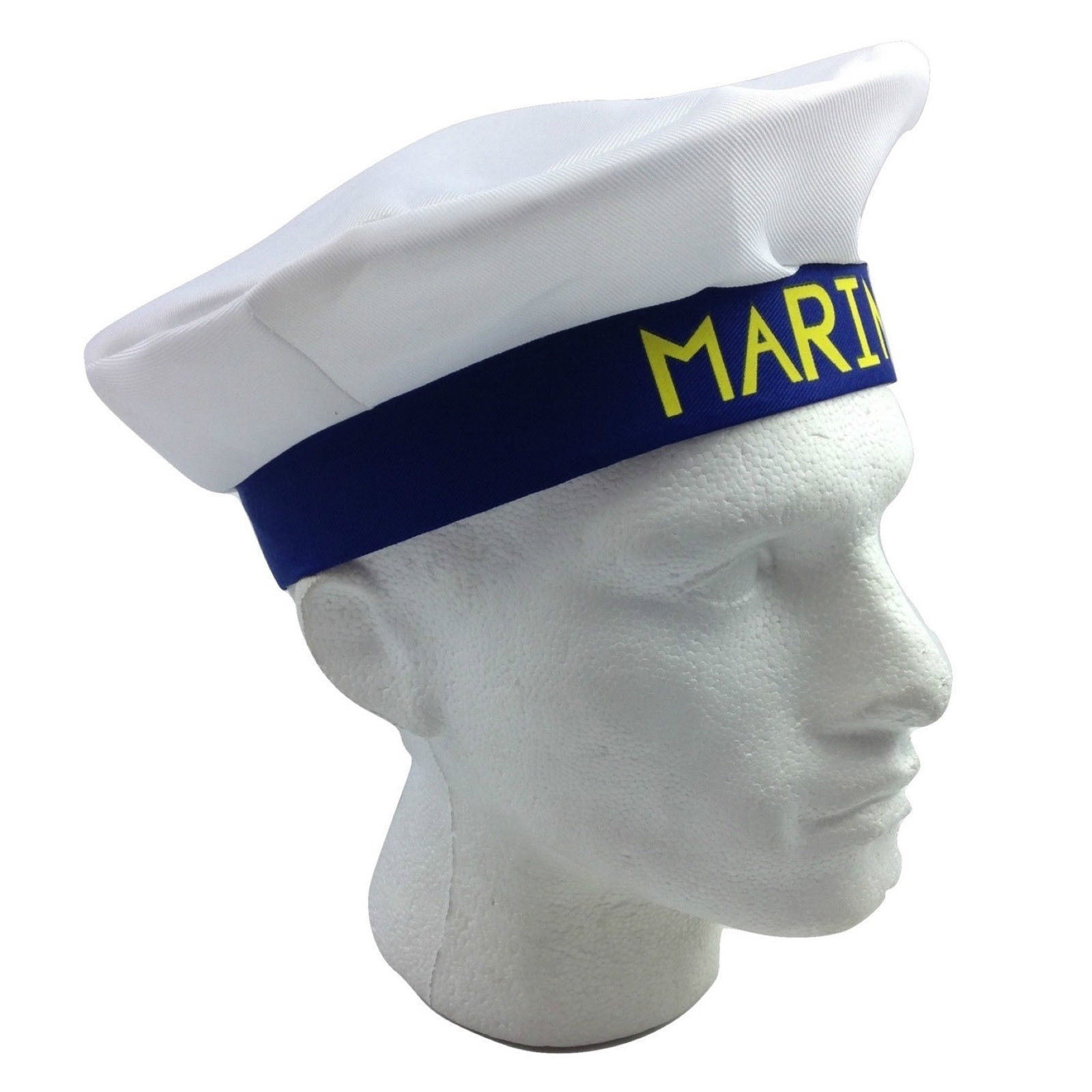 MARINE HAT Cap White NAVY Skipper Sea Fancy Dress Sailor Costume Accessory 3