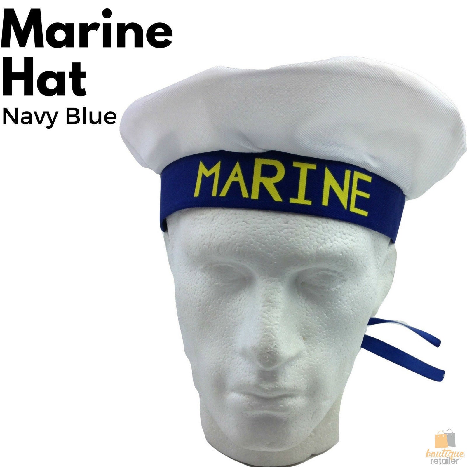 MARINE HAT Cap White NAVY Skipper Sea Fancy Dress Sailor Costume Accessory 4