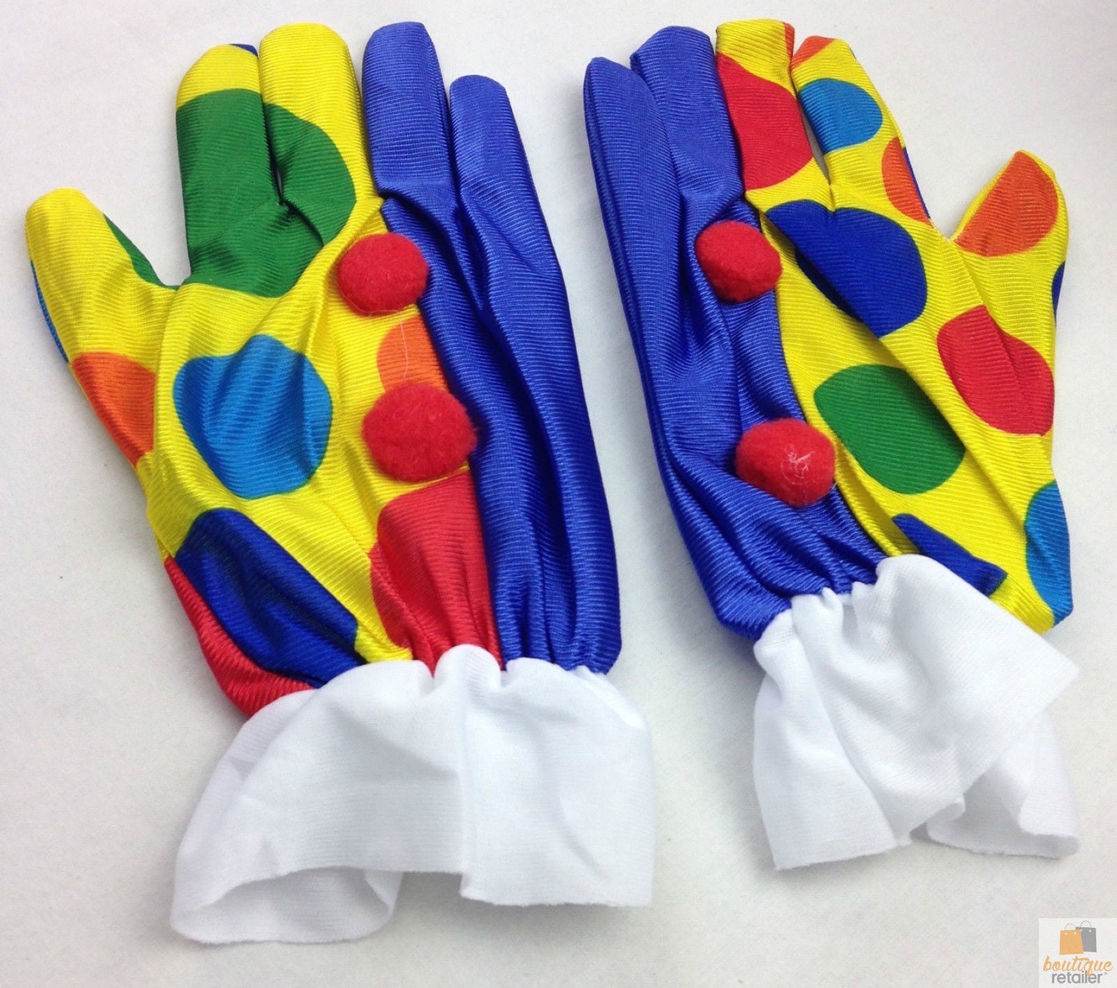 CLOWN GLOVES Costume Fancy Dress Circus Fancy Dress Halloween Funny One Size 4