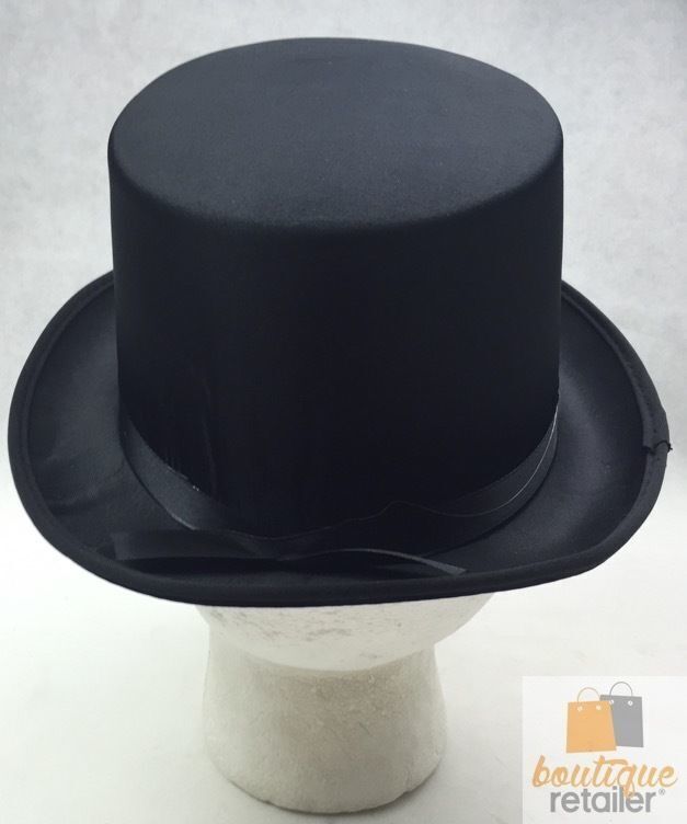 SATIN TOP HAT Costume Party Cap Fancy Dress Trilby Fedora One Size - Black 4