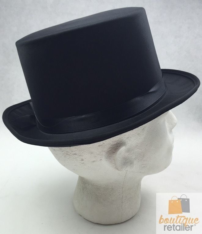 SATIN TOP HAT Costume Party Cap Fancy Dress Trilby Fedora One Size - Black 5