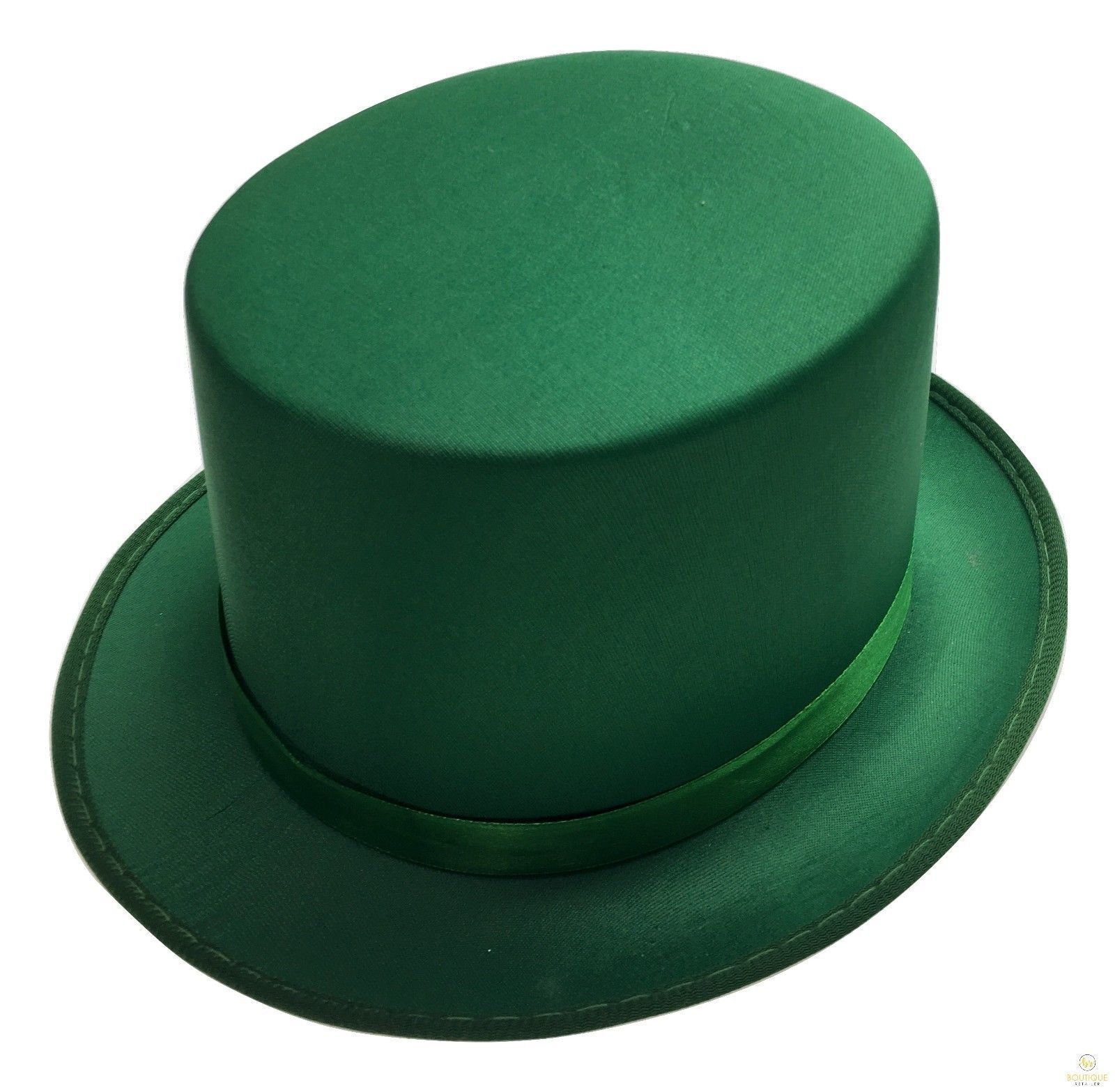 SATIN TOP HAT Costume Party Cap Fancy Dress Trilby Fedora One Size - Green 4
