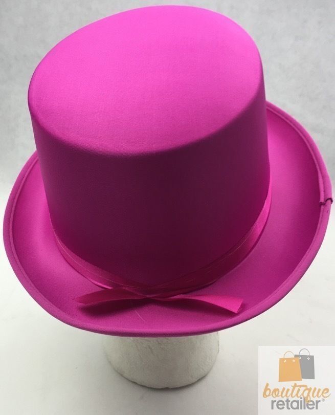SATIN TOP HAT Costume Party Cap Fancy Dress Trilby Fedora One Size - Hot Pink 4