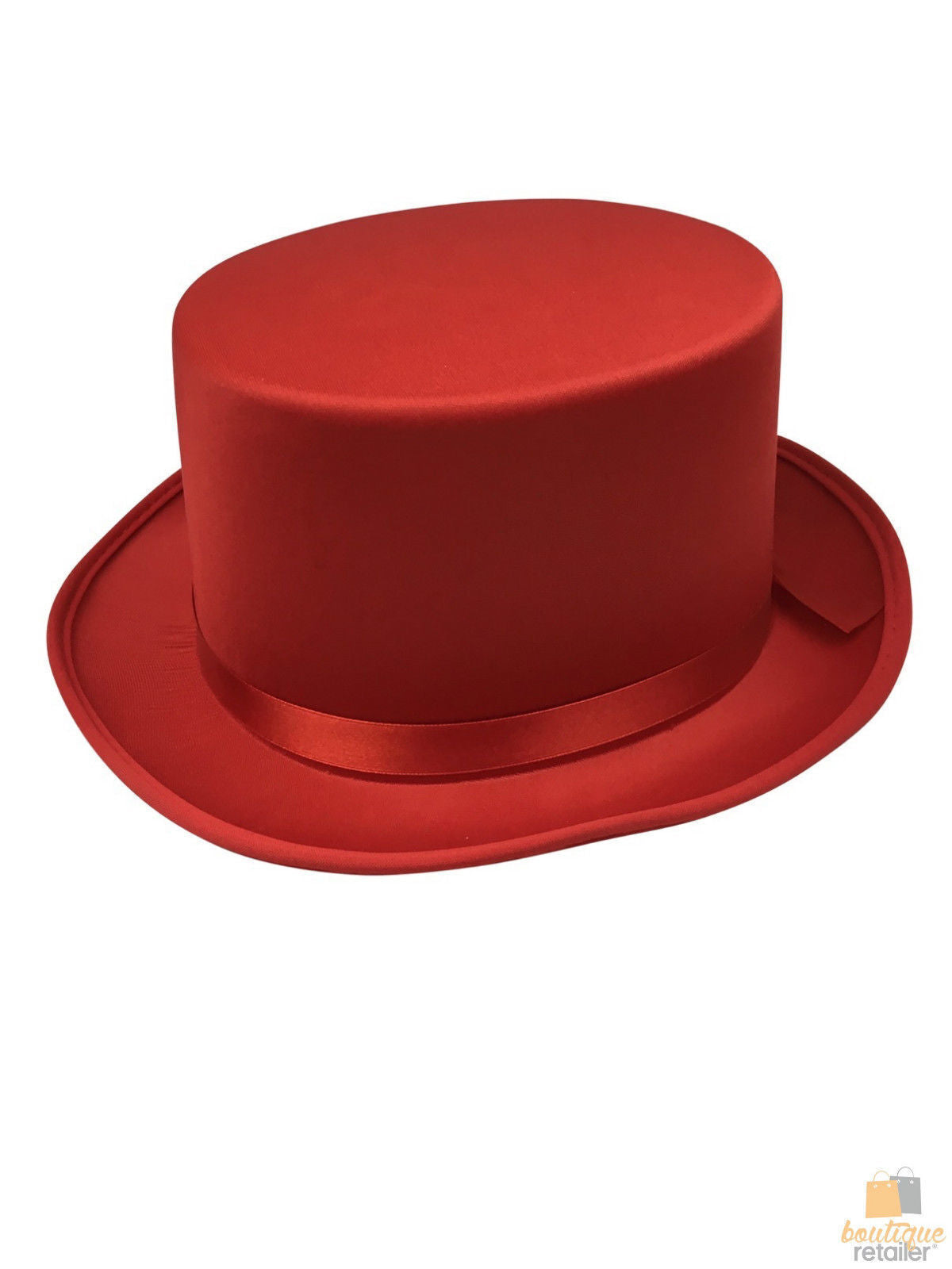 SATIN TOP HAT Costume Party Cap Fancy Dress Trilby Fedora One Size - Red 3