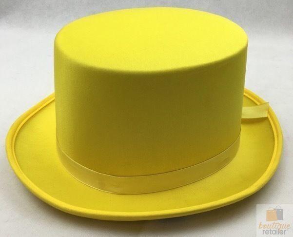 SATIN TOP HAT Costume Party Cap Fancy Dress Trilby Fedora One Size - Yellow 3