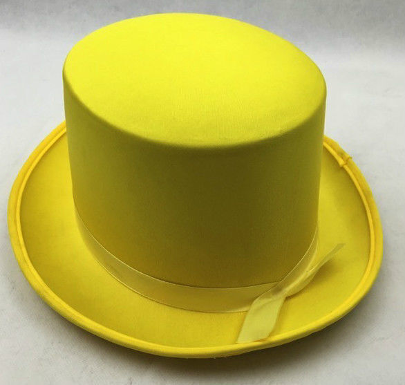 SATIN TOP HAT Costume Party Cap Fancy Dress Trilby Fedora One Size - Yellow 4