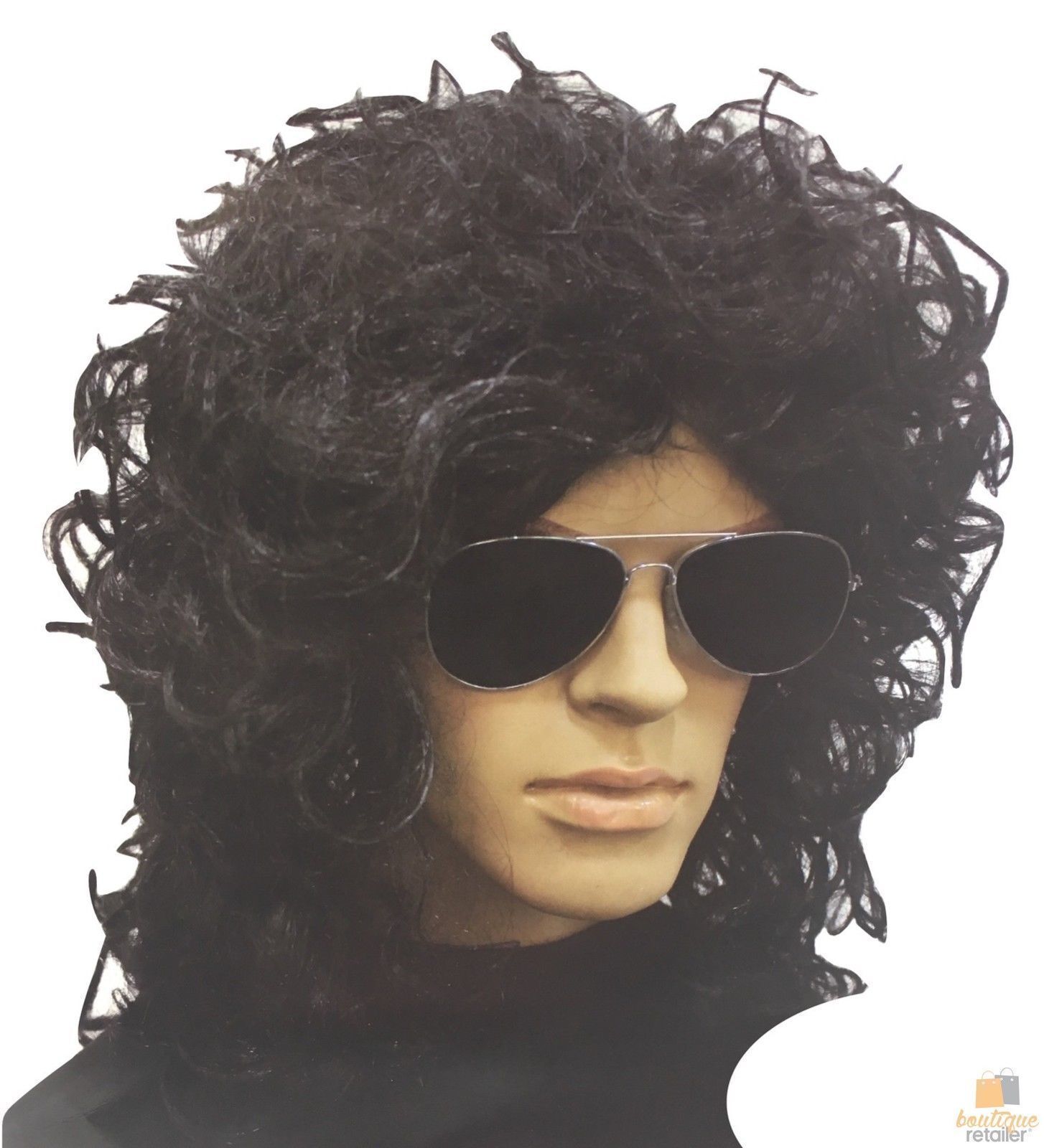 POPSTAR WIG Punk Costume Party Fancy Curly Long Hair Rock 70s 80s 4