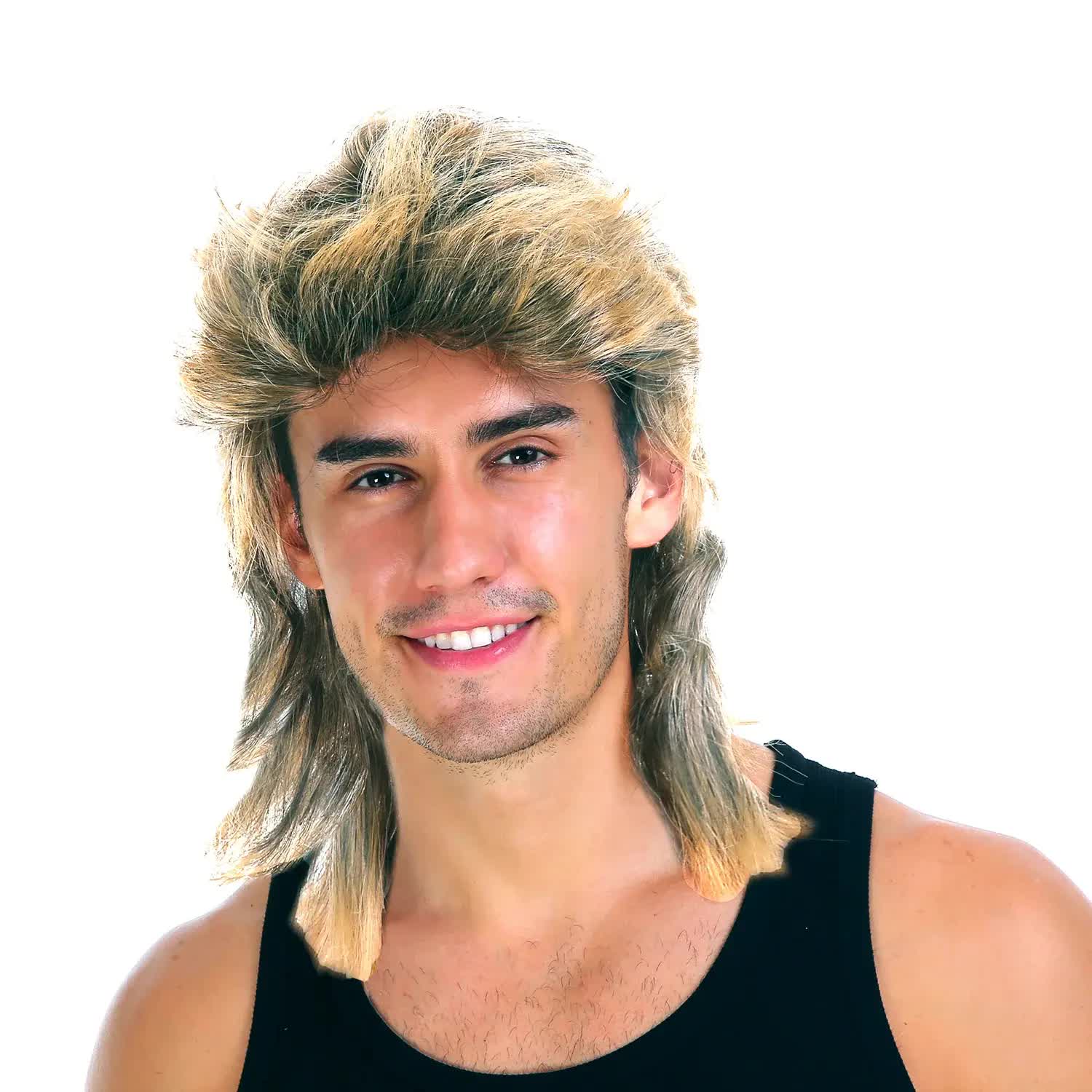 Mullet Wig Hair Costume Party Dress Up 70s 80s Aussie Bogan Rock - Golden Blonde 3